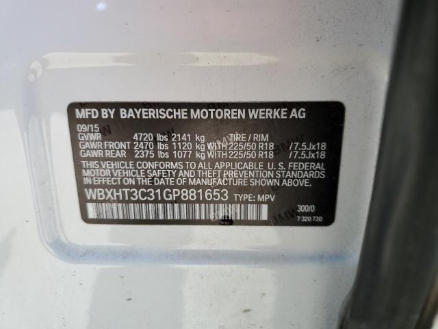 Photo 10 from auction – 2016 BMW X1 XDRIVE2 with VIN WBXHT3C31GP881653