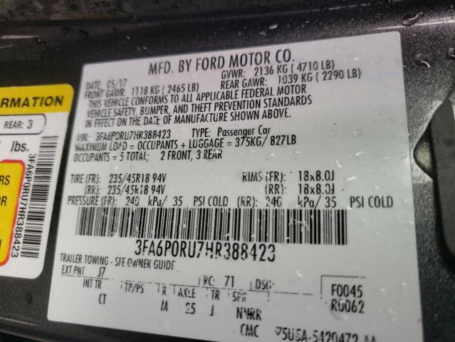 Photo 10 from auction – 2017 FORD FUSION TIT with VIN 3FA6P0RU7HR388423