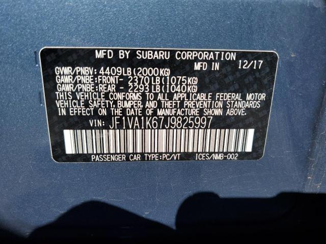 Photo 10 from auction – 2018 SUBARU WRX LIMITE with VIN JF1VA1K67J9825997