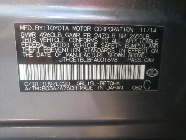 Photo 10 from auction – 2015 LEXUS GS 350 with VIN JTHCE1BL8FA001698