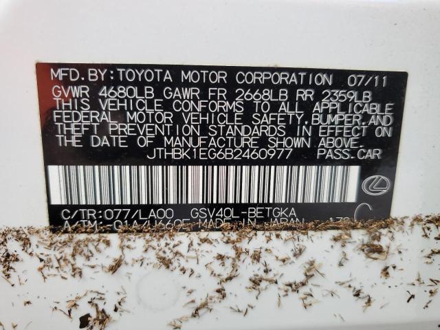 Photo 10 from auction – 2011 LEXUS ES 350 with VIN JTHBK1EG6B2460977