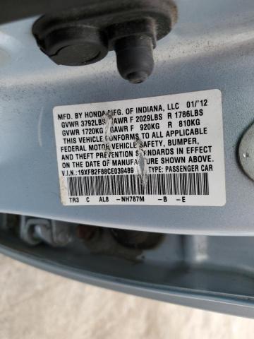 Photo 10 from auction – 2012 HONDA CIVIC EX with VIN 19XFB2F88CE039489