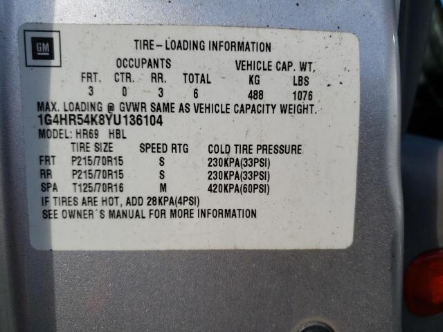 Photo 10 from auction – 2000 BUICK LESABRE with VIN 1G4HR54K8YU136104