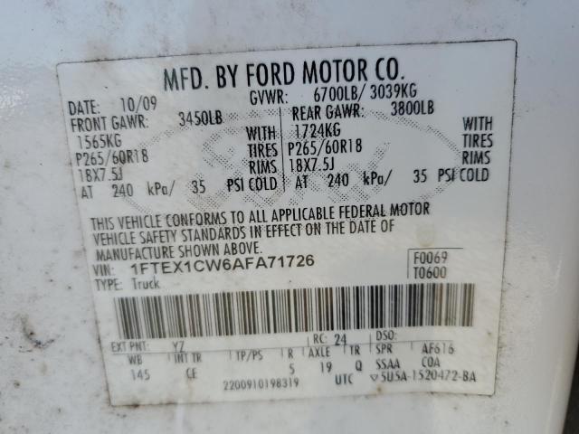Photo 10 from auction – 2010 FORD F150 SUPER with VIN 1FTEX1CW6AFA71726