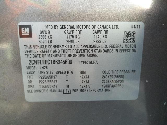 Photo 10 from auction – 2011 CHEVROLET EQUINOX LT with VIN 2CNFLEEC1B6345609