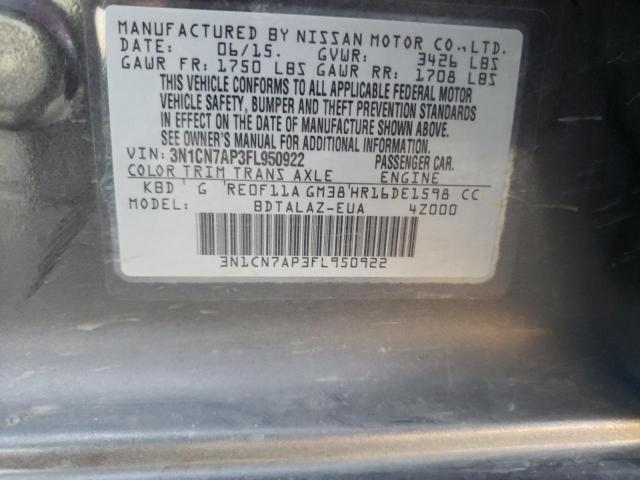 Photo 10 from auction – 2015 NISSAN VERSA S with VIN 3N1CN7AP3FL950922