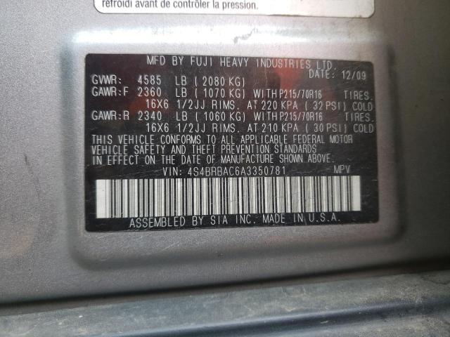 Photo 10 from auction – 2010 SUBARU OUTBACK 2. with VIN 4S4BRBAC6A3350781