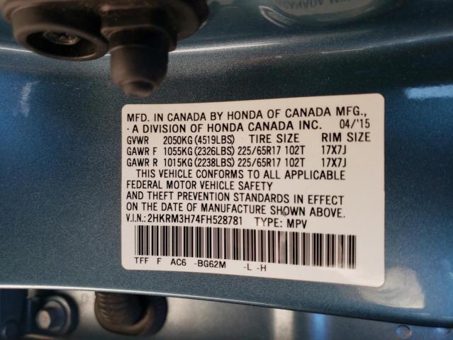 Photo 10 from auction – 2015 HONDA CR-V EXL with VIN 2HKRM3H74FH528781