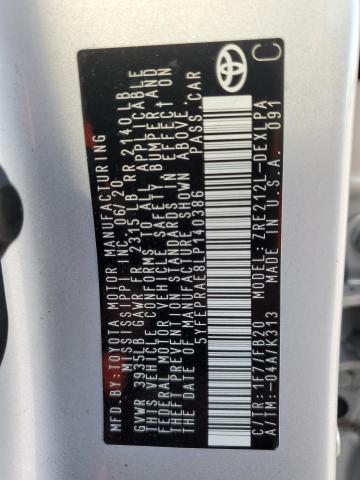 Photo 10 from auction – 2020 TOYOTA COROLLA LE with VIN 5YFEPRAE8LP140386