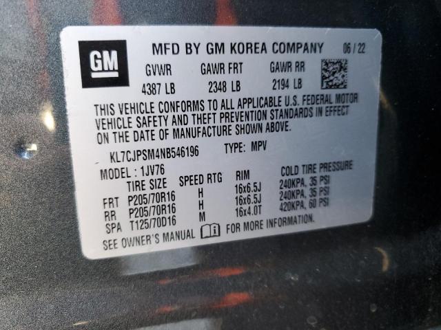 Photo 10 from auction – 2022 CHEVROLET TRAX 1LT with VIN KL7CJPSM4NB546196