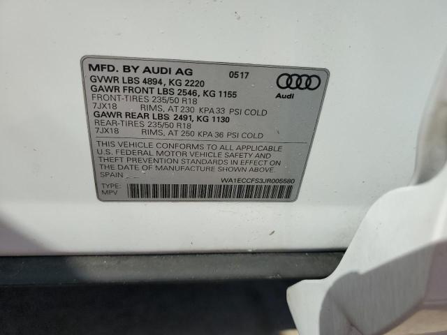 Photo 10 from auction – 2018 AUDI Q3 PREMIUM with VIN WA1ECCFS3JR005580