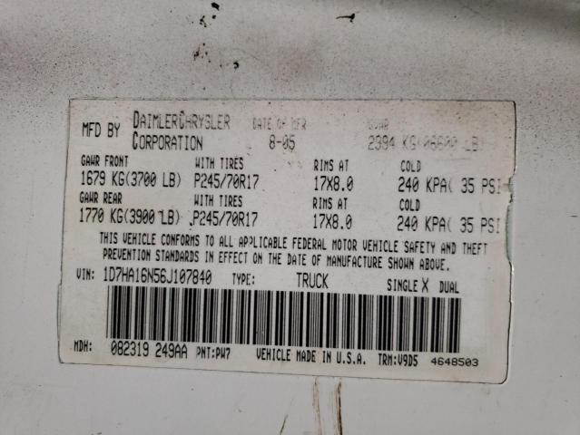 Photo 10 from auction – 2006 DODGE RAM 1500 S with VIN 1D7HA16N56J107840