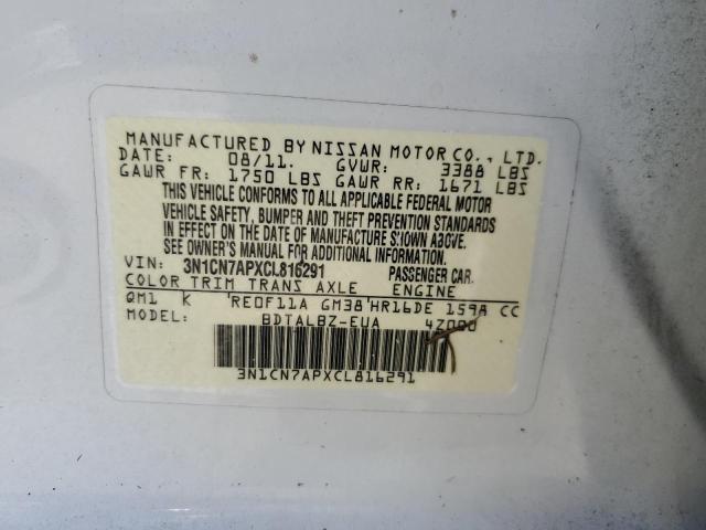 Photo 10 from auction – 2012 NISSAN VERSA S with VIN 3N1CN7APXCL816291