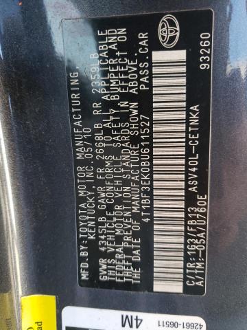 Photo 10 from auction – 2011 TOYOTA CAMRY BASE with VIN 4T1BF3EK0BU611527