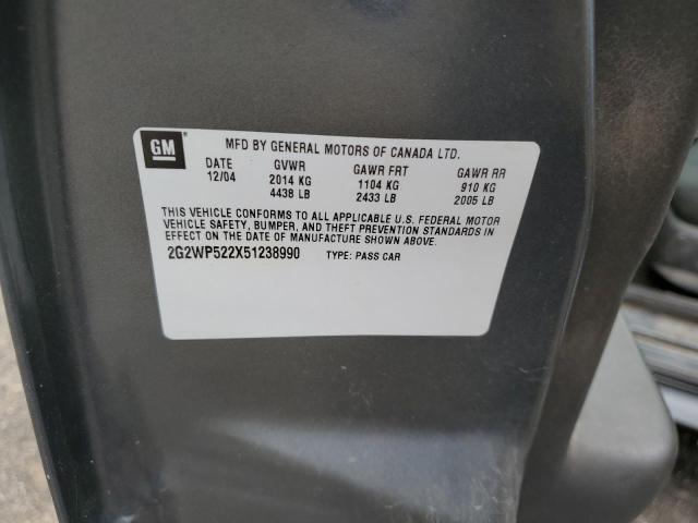 Photo 10 from auction – 2005 PONTIAC GRAND PRIX with VIN 2G2WS522451210374