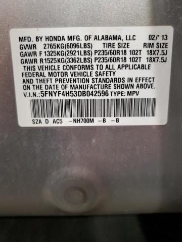 Photo 10 from auction – 2013 HONDA PILOT EXL with VIN 5FNYF4H53DB042596