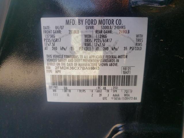 Photo 10 from auction – 2007 FORD EDGE SE with VIN 2FMDK36CX7BA95993