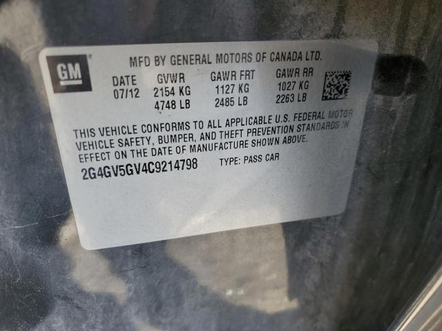 Photo 10 from auction – 2012 BUICK REGAL GS with VIN 2G4GV5GV4C9214798