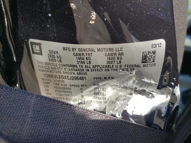 Photo 10 from auction – 2012 CHEVROLET TRAVERSE L with VIN 1GNKVLEDXCJ296481