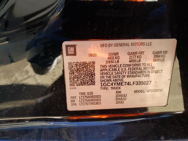 Photo 10 from auction – 2020 CHEVROLET SILVERADO with VIN 1GC4YME74LF335027