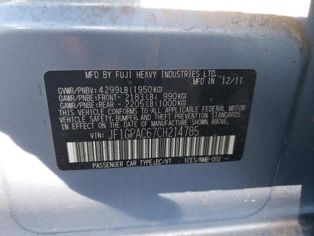 Photo 10 from auction – 2012 SUBARU IMPREZA PR with VIN JF1GPAC67CH214785
