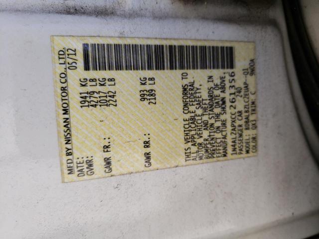 Photo 10 from auction – 2012 NISSAN ALTIMA BAS with VIN 1N4AL2APXCC261356