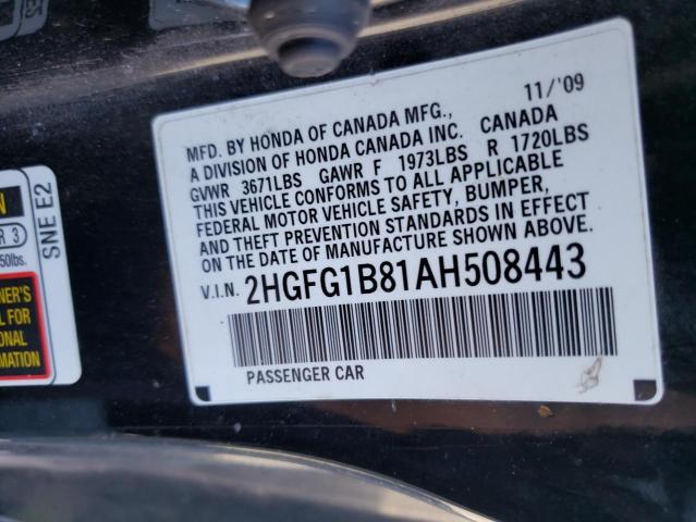 Photo 10 from auction – 2010 HONDA CIVIC with VIN 2HGFG1B81AH508443