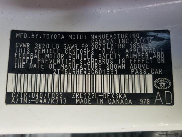 Photo 10 from auction – 2016 TOYOTA COROLLA L with VIN 2T1BURHE4GC601591