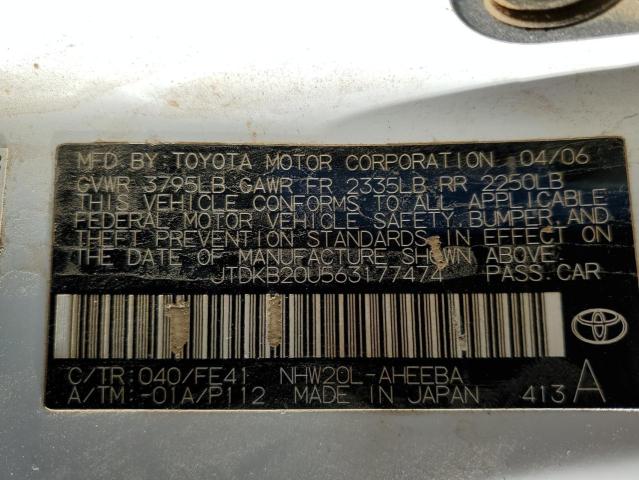 Photo 10 from auction – 2006 TOYOTA PRIUS with VIN JTDKB20U563177474