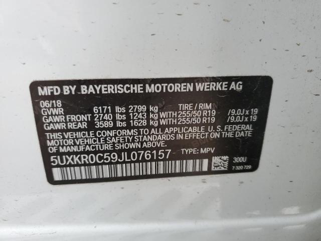 Photo 10 from auction – 2018 BMW X5 XDRIVE3 with VIN 5UXKR0C59JL076157