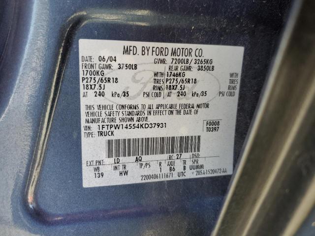 Photo 10 from auction – 2004 FORD F150 SUPER with VIN 1FTPW14554KD37931