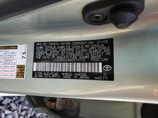 Photo 10 from auction – 2008 TOYOTA PRIUS with VIN JTDKB20U483374770