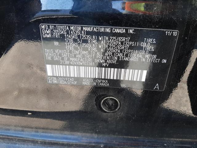 Photo 10 from auction – 2011 TOYOTA RAV4 with VIN 2T3BF4DVXBW103381