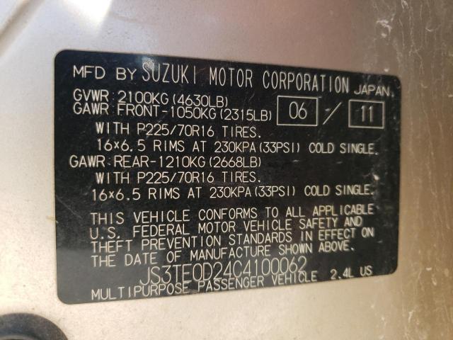 Photo 10 from auction – 2012 SUZUKI GRAND VITA with VIN JS3TE0D24C4100062