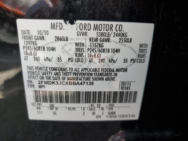 Photo 10 from auction – 2011 FORD EDGE SEL with VIN 2FMDK3JCXBBA47135
