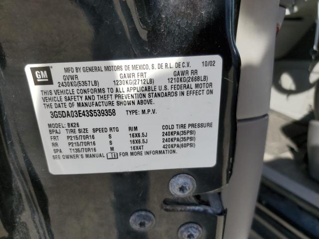 Photo 10 from auction – 2003 BUICK RENDEZVOUS with VIN 3G5DA03E43S539358
