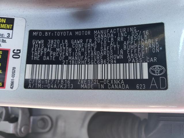 Photo 10 from auction – 2016 TOYOTA COROLLA L with VIN 2T1BURHE5GC686294