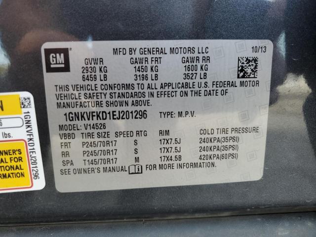 Photo 10 from auction – 2014 CHEVROLET TRAVERSE L with VIN 1GNKVFKD1EJ201296