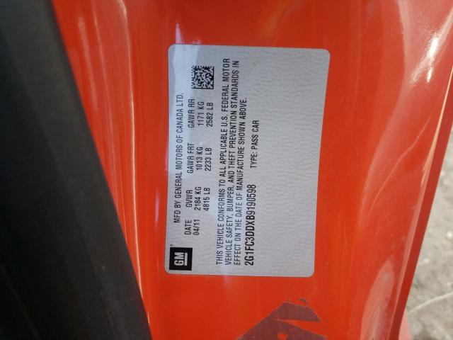 Photo 10 from auction – 2011 CHEVROLET CAMARO LT with VIN 2G1FC3DDXB9190598
