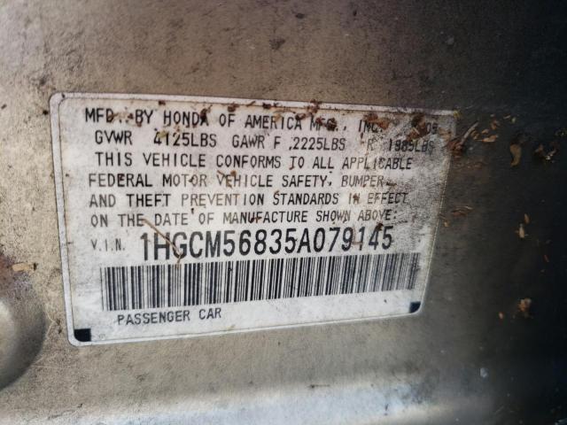 Photo 10 from auction – 2005 HONDA ACCORD EX with VIN 1HGCM56835A079145