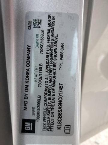 Photo 10 from auction – 2022 CHEVROLET SPARK LS with VIN KL8CB6SA9NC017457