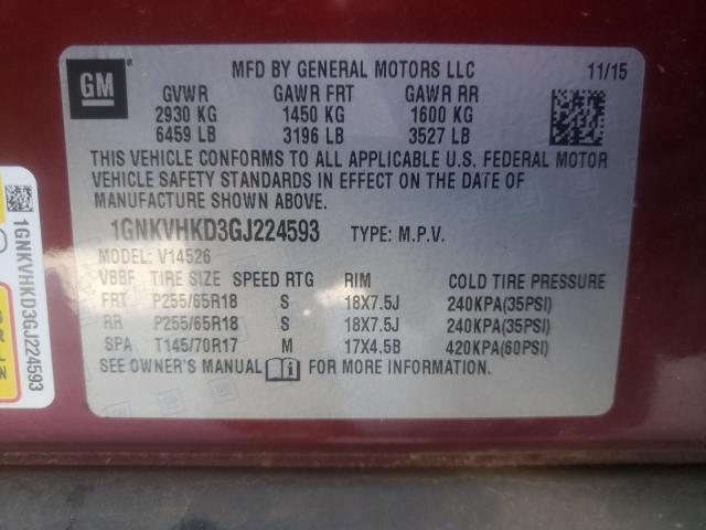 Photo 10 from auction – 2016 CHEVROLET TRAVERSE L with VIN 1GNKVHKD3GJ224593