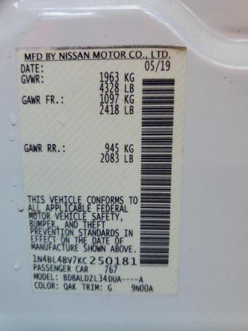Photo 10 from auction – 2019 NISSAN ALTIMA S with VIN 1N4BL4BV7KC250181