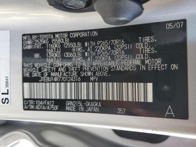 Photo 10 from auction – 2007 TOYOTA 4RUNNER SR with VIN JTEBU14R770124316