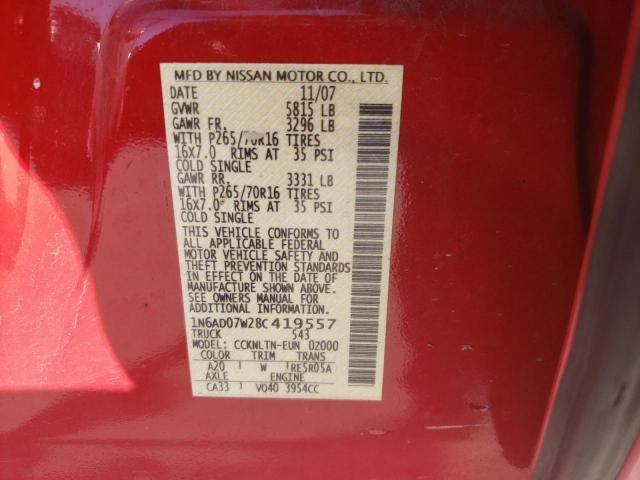 Photo 10 from auction – 2008 NISSAN FRONTIER C with VIN 1N6AD07W28C419557