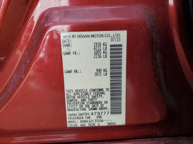 Photo 10 from auction – 2015 NISSAN ALTIMA 2.5 with VIN 1N4AL3AP3FC479777