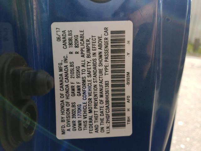 Photo 10 from auction – 2017 HONDA CIVIC EX with VIN 2HGFC3A38HH361383
