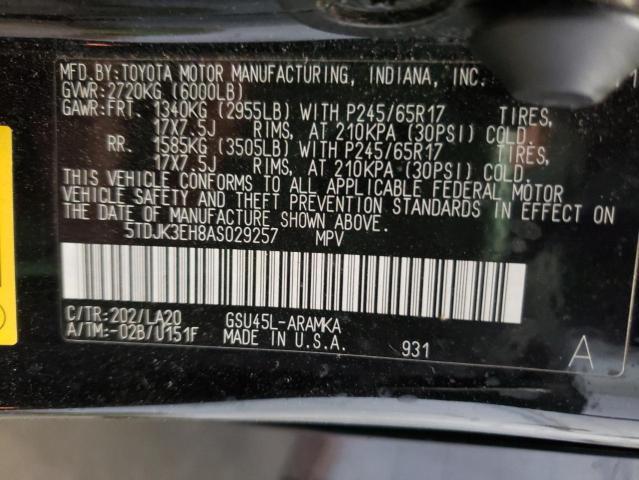 Photo 10 from auction – 2010 TOYOTA HIGHLANDER with VIN 5TDJK3EH8AS029257