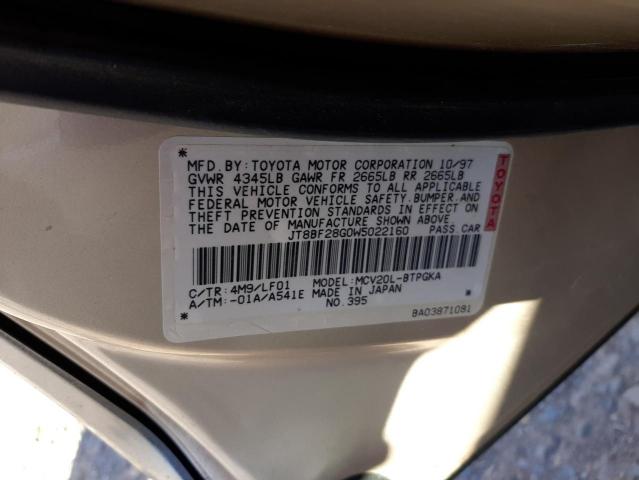 Photo 10 from auction – 1998 LEXUS ES 300 with VIN JT8BF28G0W5022160