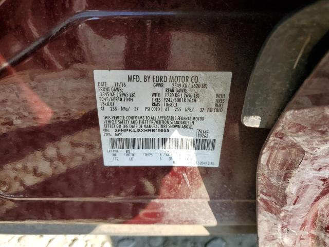 Photo 10 from auction – 2017 FORD EDGE SEL with VIN 2FMPK4J8XHBB19555